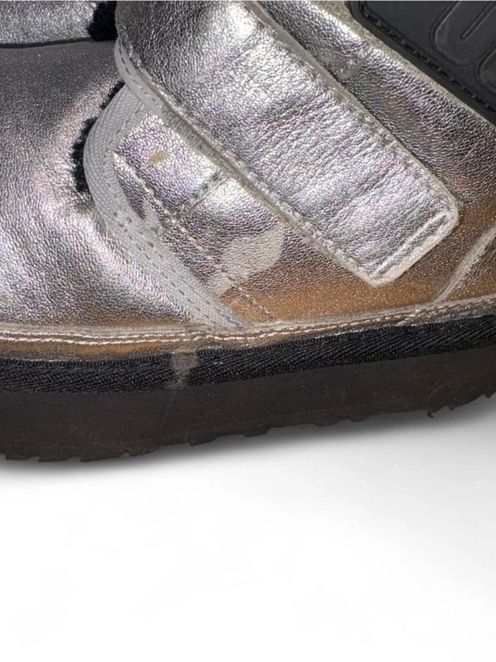 UGG Kids Metallic Silver Platform Boots with Velcro Straps